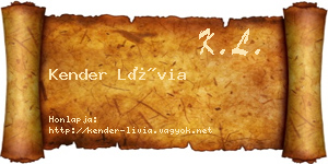 Kender Lívia névjegykártya