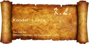Kender Lívia névjegykártya